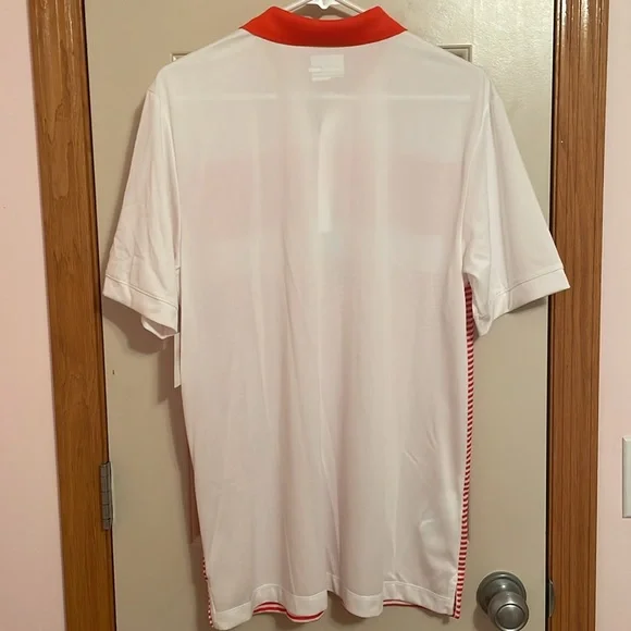 NWT Jack Nicklaus Stay Dri Orange and White Striped Polo Shirt - Picture 5 of 7